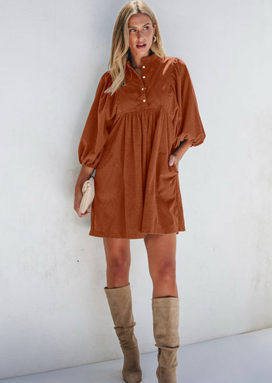 Snapfront corduroy dress