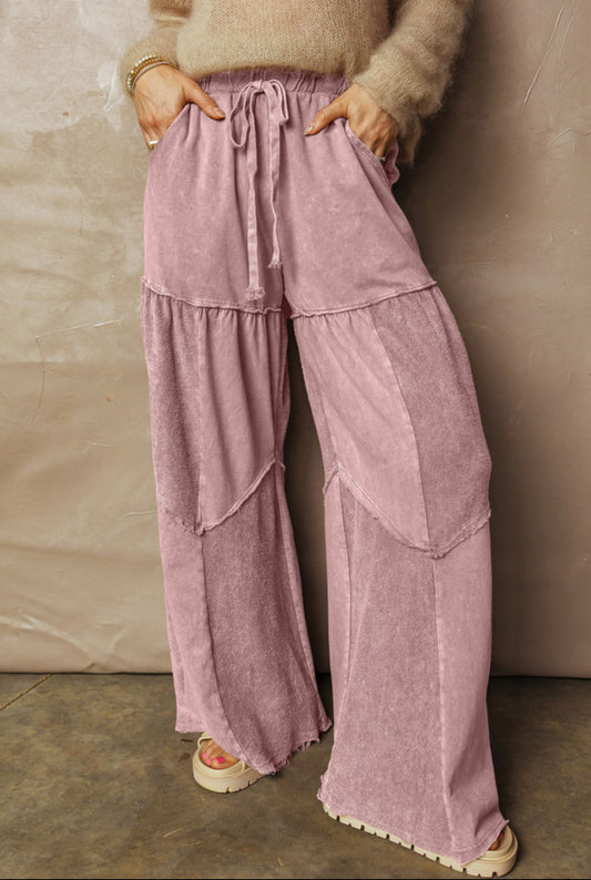 Patchwork wide leg pants