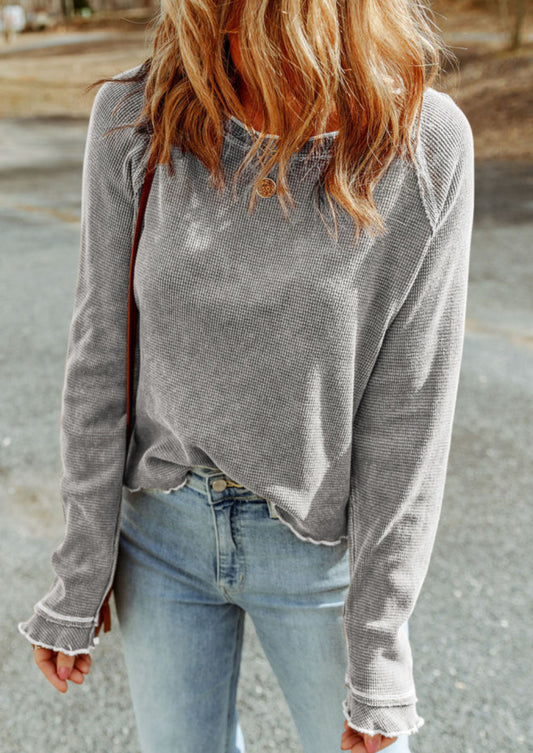 Textured Round Neck Long Sleeve