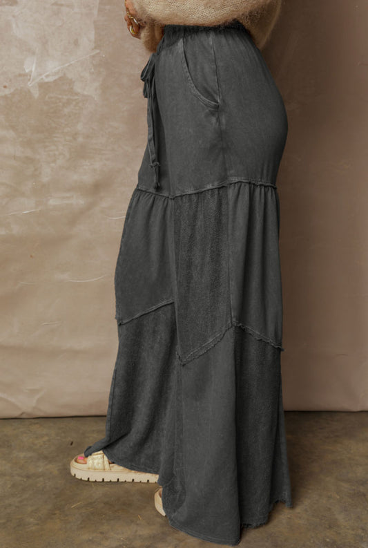 Patchwork wide leg pants