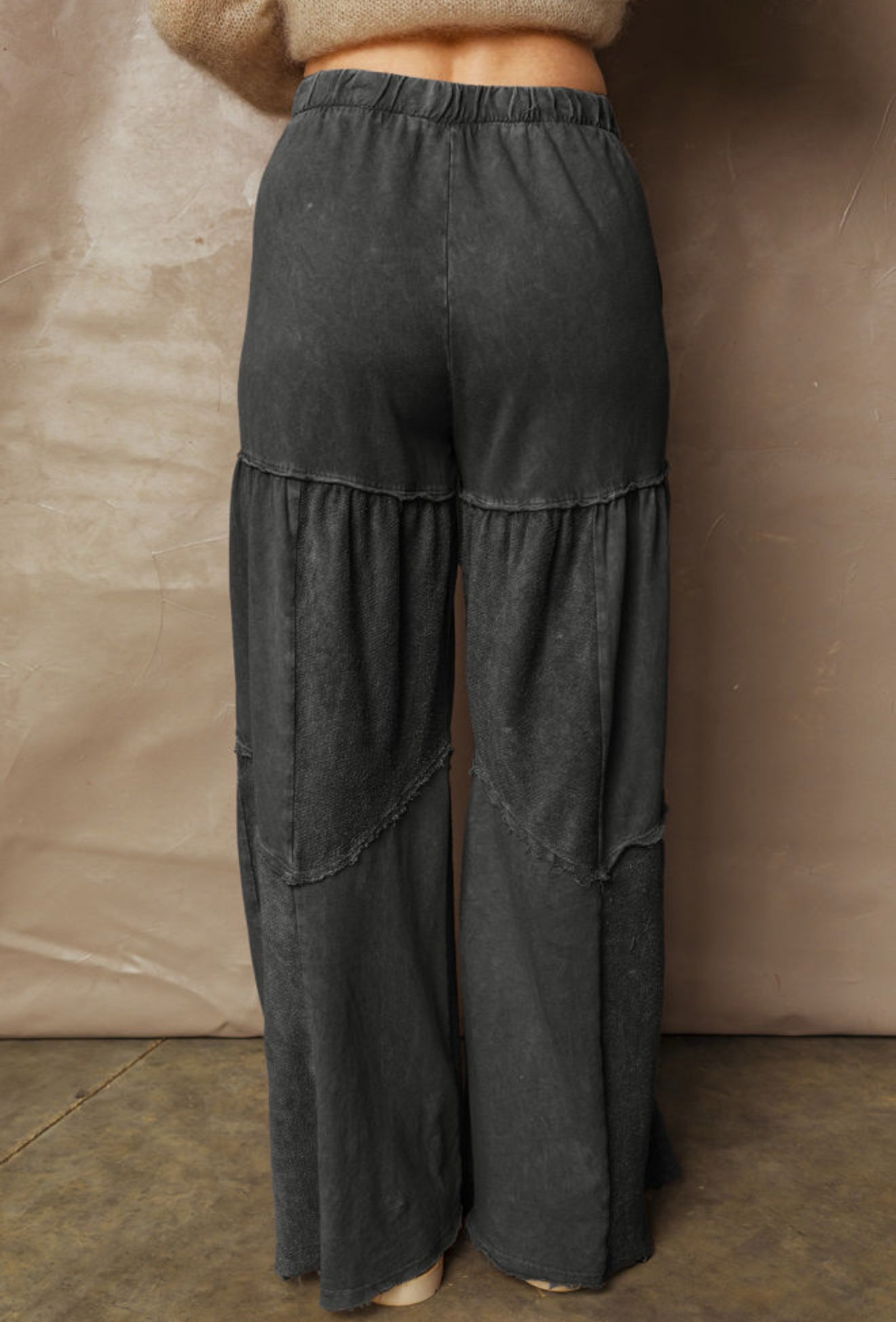 Patchwork wide leg pants