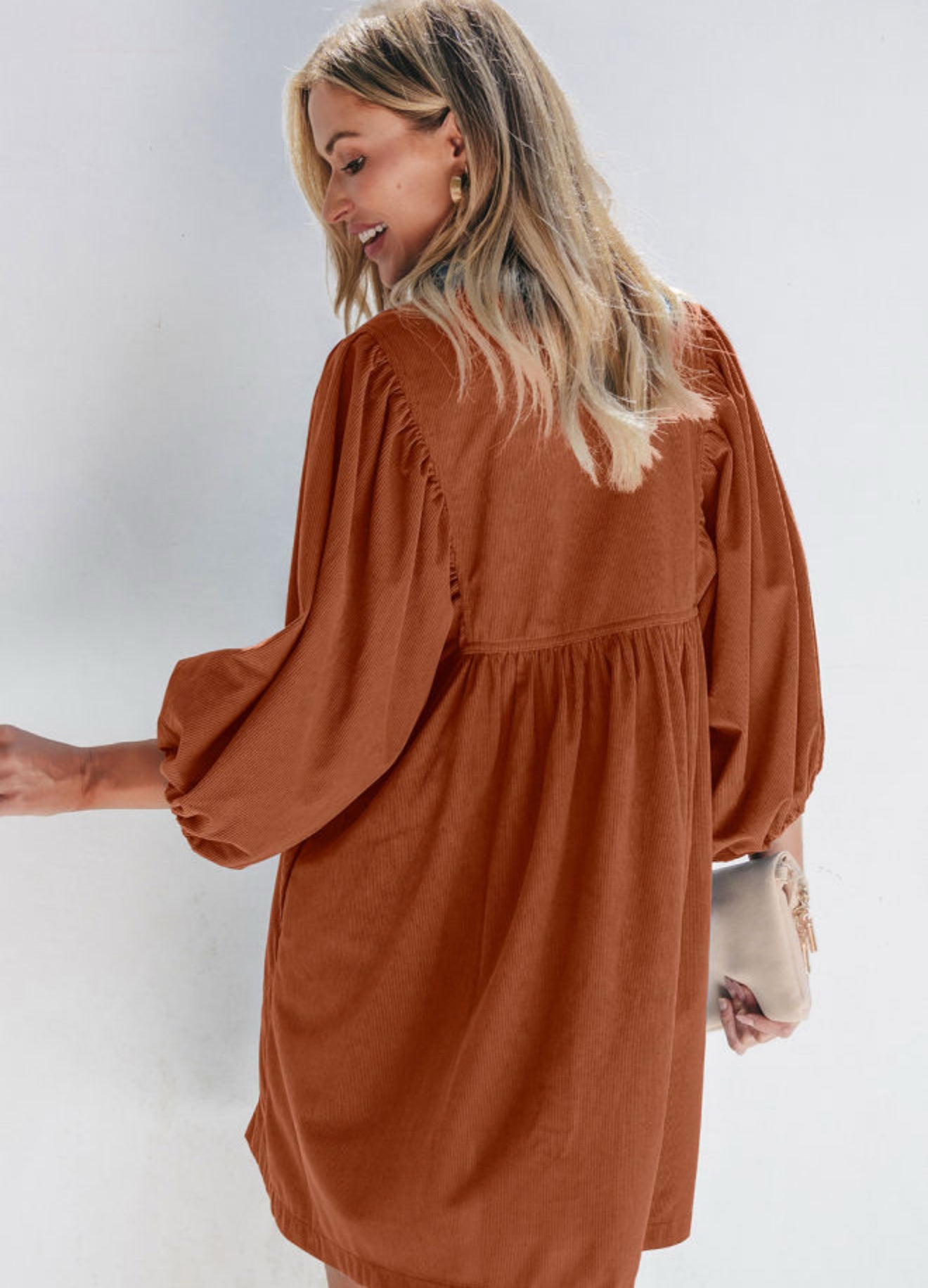 Snapfront corduroy dress