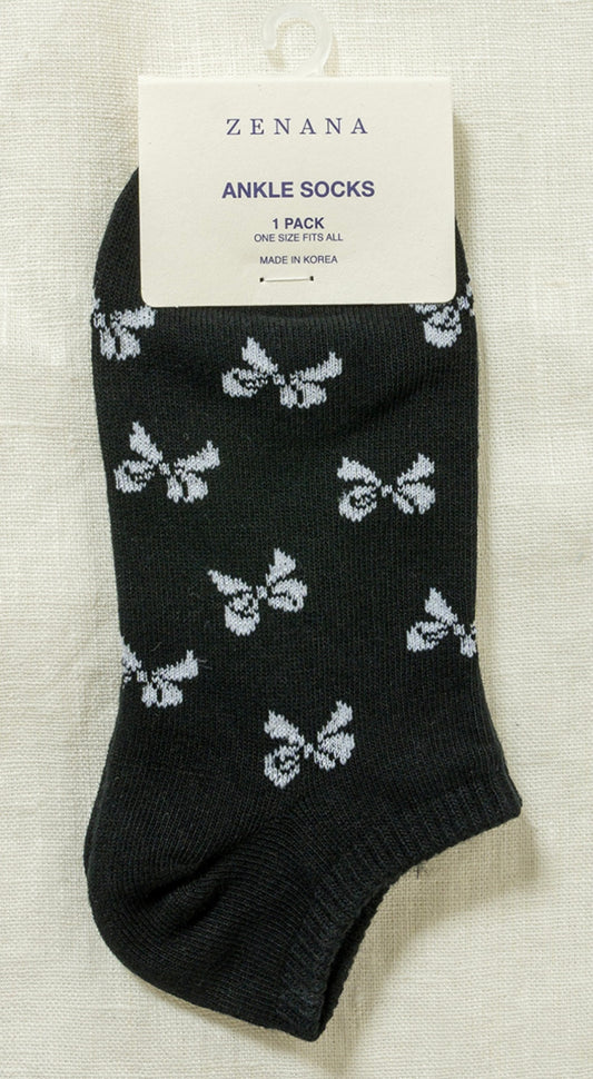Ribbon Printed Ankle Socks