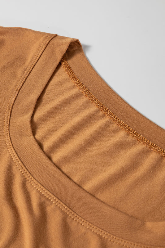 Chestnut Solid Color Fitted Long Sleeve