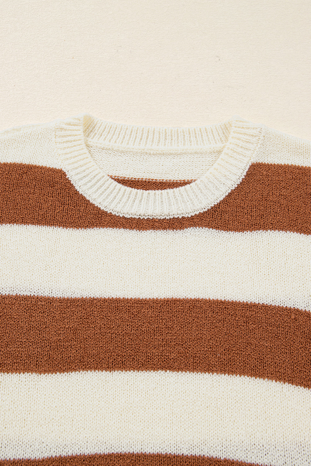 Brown Stripe Drop Shoulder Sleeve Patchwork Baggy Sweater