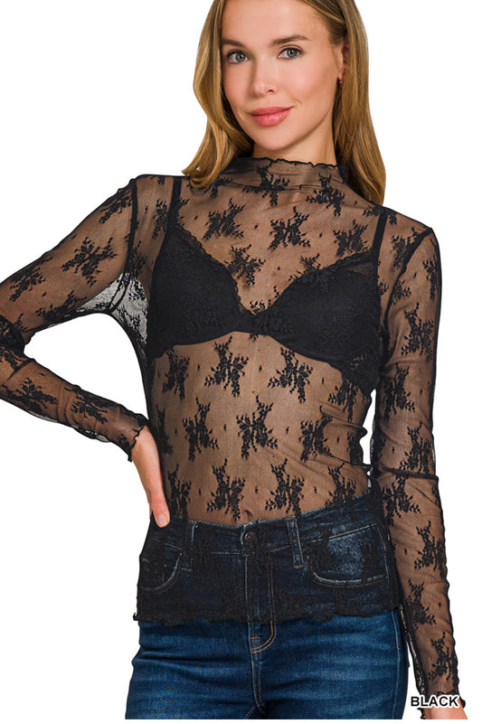See through Lace long sleeve top