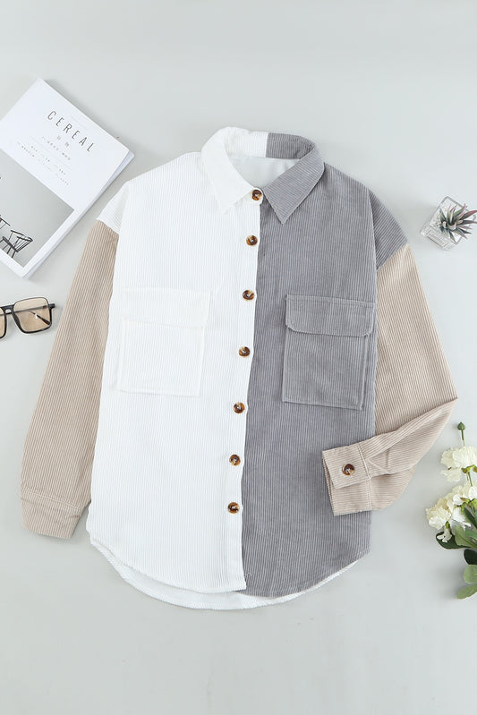 PREORDER--LONG SLEEVED COLOR BLOCK SHACKET