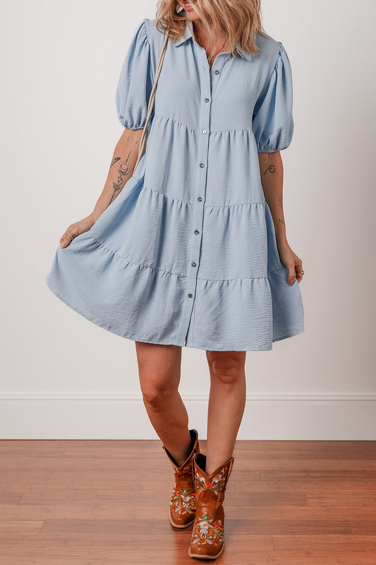 PREORDER--SHORT SLEEVE TIERED DRESS