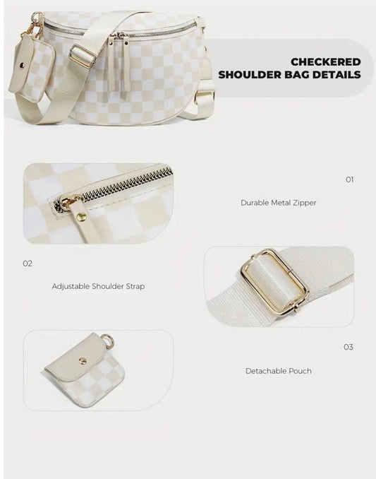 CHECKERED CROSSBODY DUO SLING BAG & WALLET