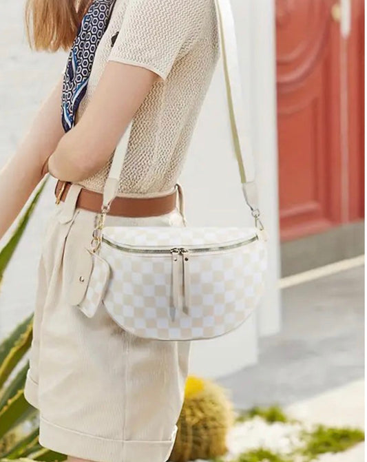 CHECKERED CROSSBODY DUO SLING BAG & WALLET