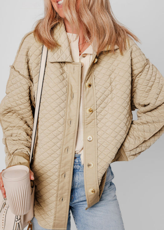 Quilted Solid Button Shacket