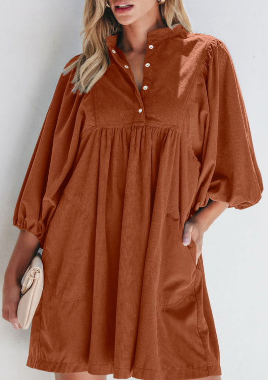 Snapfront corduroy dress