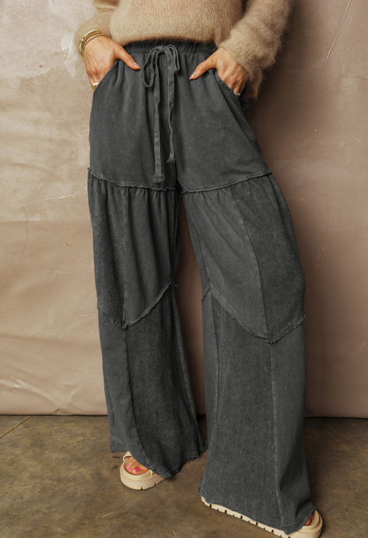 Patchwork wide leg pants