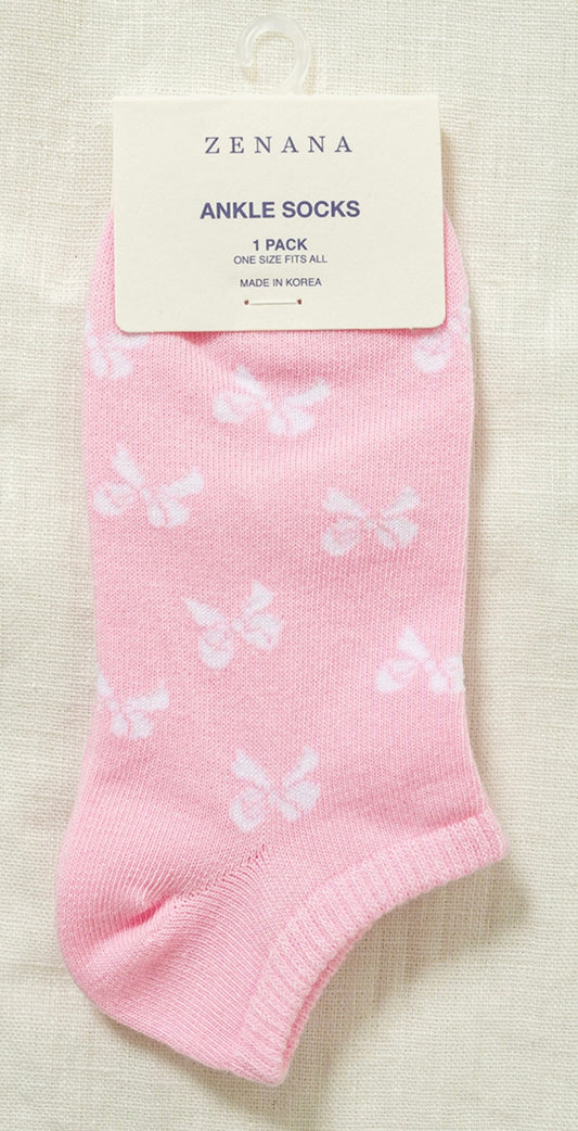 Ribbon Printed Ankle Socks