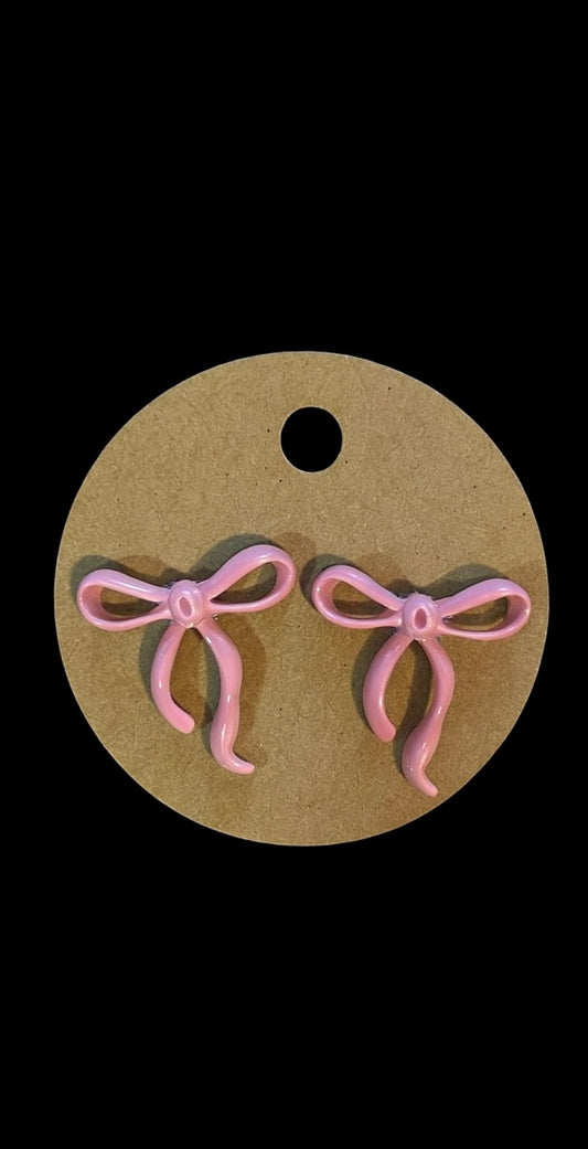 Pink Bow Earrings